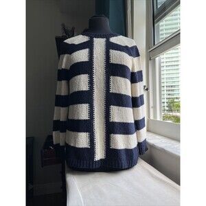J Crew Knit Striped Sweater Blue & Ivory S